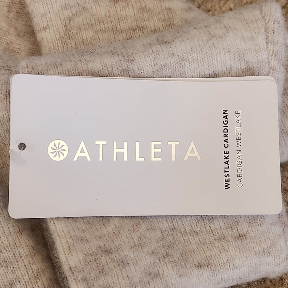 NWT Athleta Merino Blend Westlake Textured Cardigan Toasted Brown - Picture 5 of 14